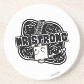 Herr Strong | Schwarz/Weiß Getränkeuntersetzer (Vorne)