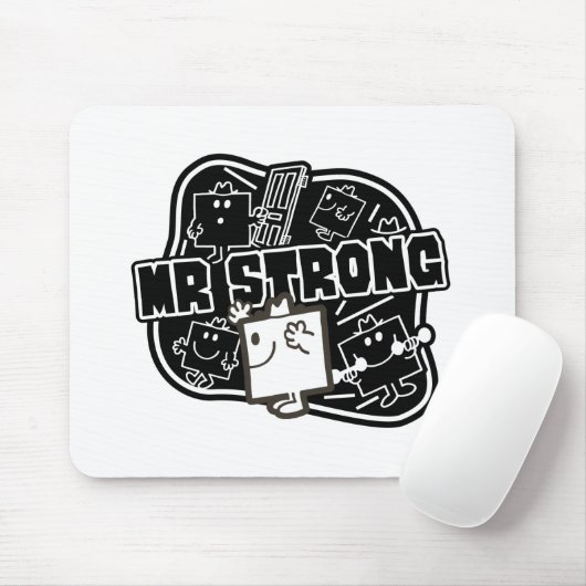Herr Strong | Schwarz/Weiß Mousepad (Mit Mouse)