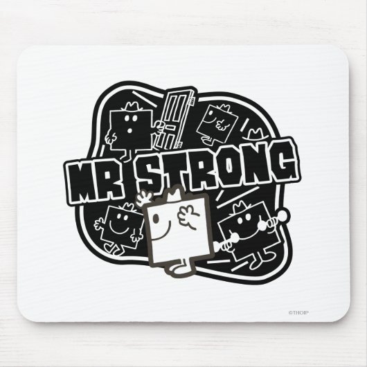 Herr Strong | Schwarz/Weiß Mousepad (Vorne)
