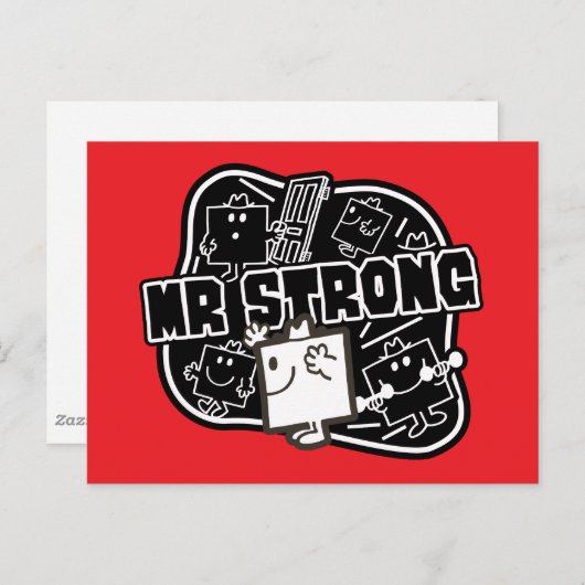 Herr Strong | Schwarz/Weiß Postkarte (Vorne/Hinten)