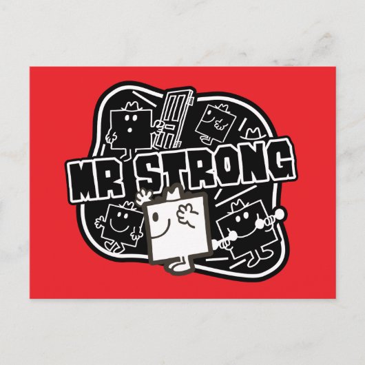 Herr Strong | Schwarz/Weiß Postkarte (Vorderseite)