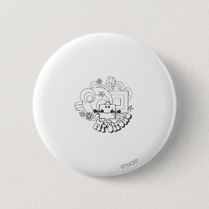Herr Strong   Schwarz-Weiß-Stars und Blume Button