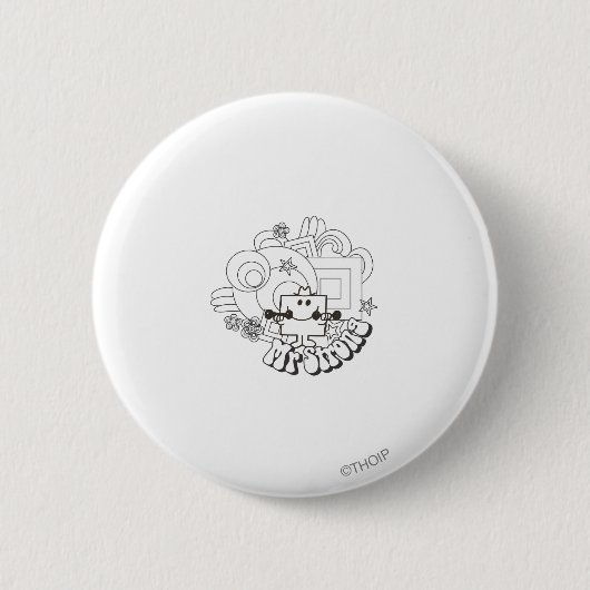 Herr Strong | Schwarz-Weiß-Stars und Blume Button (Vorderseite)