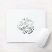 Herr Strong | Schwarz-Weiß-Stars und Blume Mousepad (Mit Mouse)