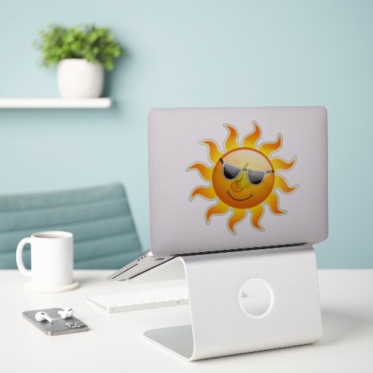 Herr Sunshine Aufkleber (Laptop auf Schreibtisch)
