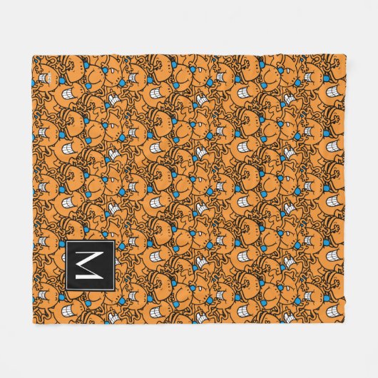 Herr Tickle | Orange Tickle Pattern | Monogramm Fleecedecke (Vorderseite (Horizontal))