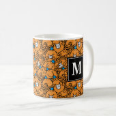 Herr Tickle | Orange Tickle Pattern | Monogramm Kaffeetasse (VorderseiteRechts)