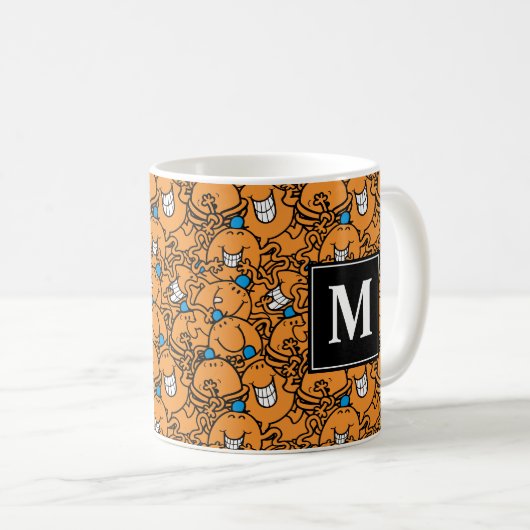 Herr Tickle | Orange Tickle Pattern | Monogramm Kaffeetasse (VorderseiteRechts)