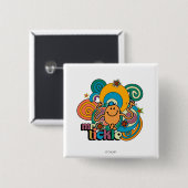 Herr Tickle | Psychedelische Wirbel, Sterne & Blum Button (Vorne & Hinten)