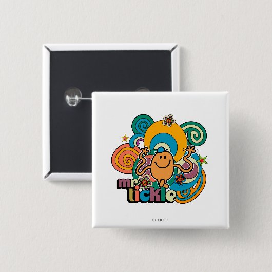 Herr Tickle | Psychedelische Wirbel, Sterne & Blum Button (Vorne & Hinten)