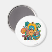 Herr Tickle | Psychedelische Wirbel, Sterne & Blum Magnet (Vorderseite/Rückseite)