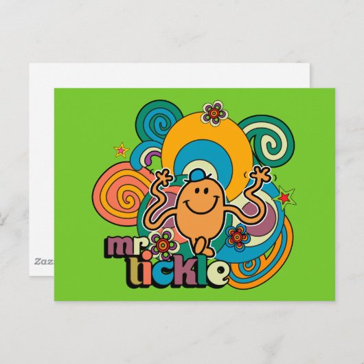 Herr Tickle | Psychedelische Wirbel, Sterne & Blum Postkarte (Vorne/Hinten)