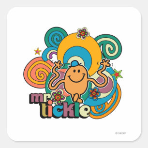 Herr Tickle   Psychodelische Schwirre, Sterne & Bl Quadratischer Aufkleber