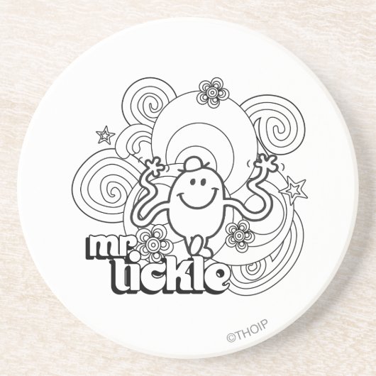 Herr Tickle | Schwarz-Weiß-Wirbel und Sterne Sandstein Untersetzer (Vorne)