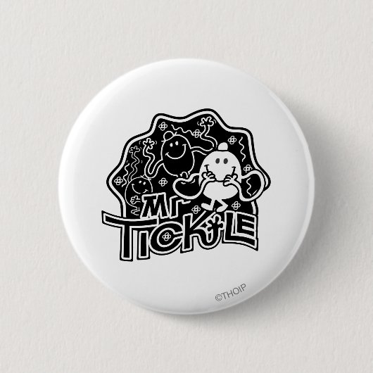 Herr Tickle | Schwarzer und weißer Spaß Button (Vorderseite)