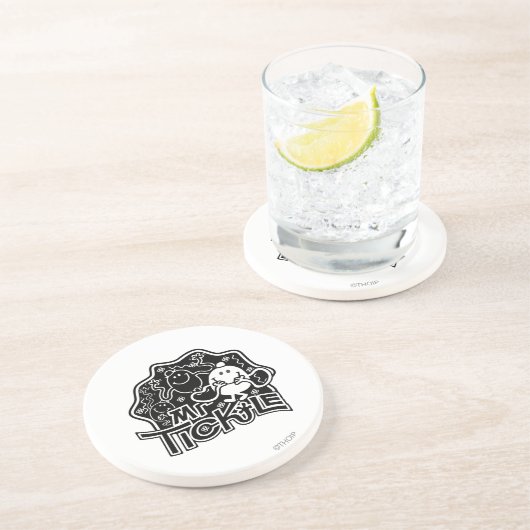 Herr Tickle | Schwarzer und weißer Spaß Getränkeuntersetzer (Seite)