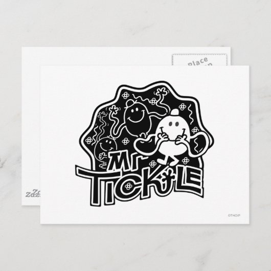Herr Tickle | Schwarzer und weißer Spaß Postkarte (Vorne/Hinten)