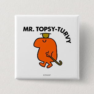 Herr Topsy-Turvy Hut und Spazierstock auf dem Ko Button