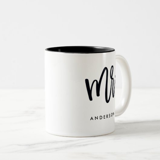 Herr Trendy Script Personalized Zweifarbige Tasse (VorderseiteRechts)