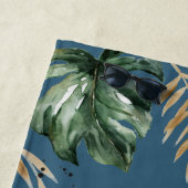 Herr Tropical leaf & typografie blau modern Strandtuch (Beispiel)