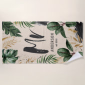 Herr Tropical leaf & typography beach towel Strandtuch (Vorderseite)