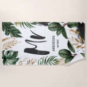 Herr Tropical leaf & typography beach towel Strandtuch (Vorderseite)