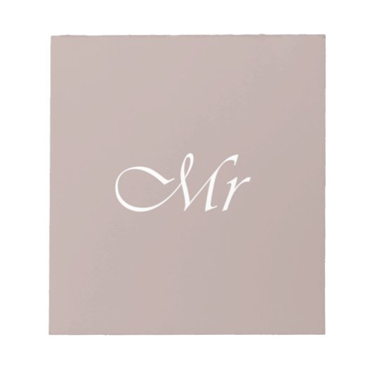 Herr Typografie Beige Notizblock (Vorderseite)