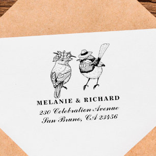 Herr-u. Frau-Birds Wedding Names Script Gummistempel
