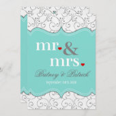 Herr u. Frau Blue Wedding Invitations Einladung (Vorne/Hinten)