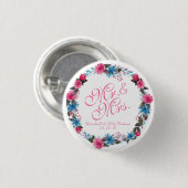 Herr u. Frau Elegant Floral Wedding Button (Vorne & Hinten)
