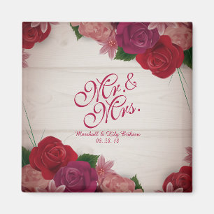 Herr u. Frau Elegant Floral Wedding Magnet