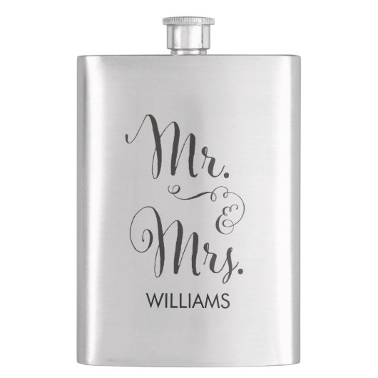 Herr u. Frau Fancy Script Flask Flachmann (Vorderseite)