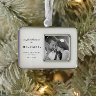 Herr-u. Frau-First Christmas Wedding Foto Rahmen-Ornament Silber