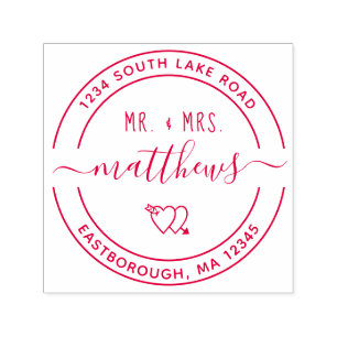 Herr-u. Frau-Heart 8 kundenspezifische runde Permastempel