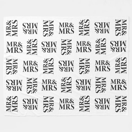 Herr u. Frau Schwarzweiss-Muster Fleecedecke (Vorderseite (Horizontal))