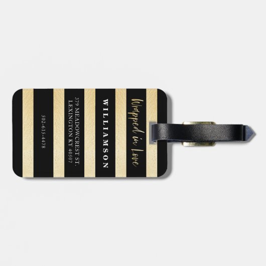 Herr u. Frau | stilvolles Schwarzes u. Gepäckanhänger (Rückseite horizontal)