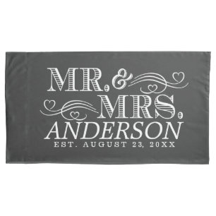 Herr-u. Frau-Vintage Typography Wedding Couple Kissenbezug