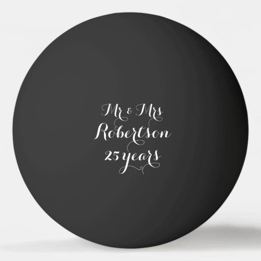 Herr und Frau 25. Hochzeitstag Tischtennisball (Vorderseite)