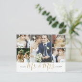 Herr und Frau 5 Foto Collage Wedding Vielen Dank Postkarte (Stehend Vorderseite)