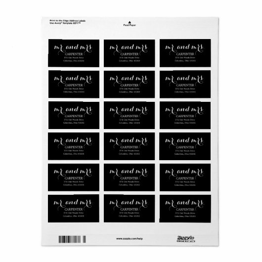 Herr und Frau Address Labels Adressaufkleber (Vorne)