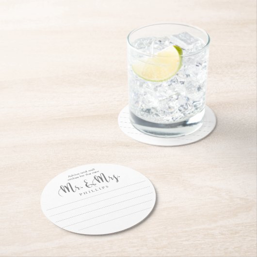 Herr und Frau Advice Wedding Runder Pappuntersetzer (Vor Ort)