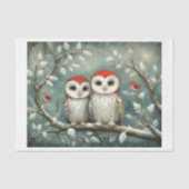 Herr und Frau Barn Owls im Winter Weihnachten Seidenpapier (Vorderseite)