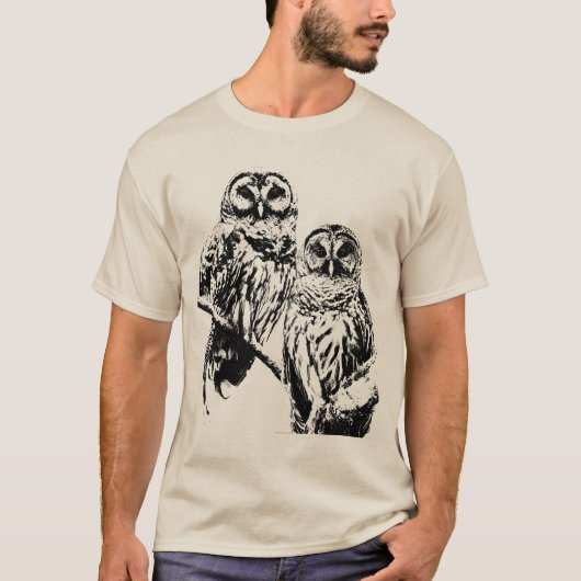 Herr und Frau Barred Owl - 2020 - Schwarze Tinte T-Shirt (Vorderseite)