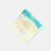 Herr und Frau Beach Hearts Watercolor Serviette (Ecke)