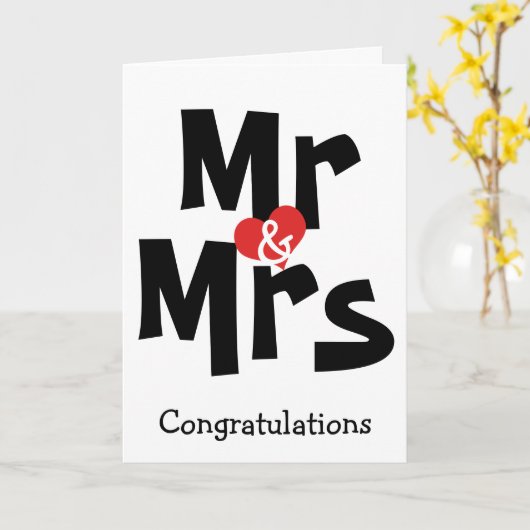 Herr-und Frau-Big Bold Text Congratulations Karte (Gelbe Blume)