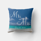 Herr und Frau Blue Beach Wedding Pillows Kissen (Rückseite)