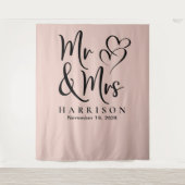 Herr und Frau Blush Pink Wedding Wandteppich (Vorderseite)