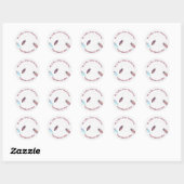 Herr und Frau Boho Feather Design mit Datum Runder Aufkleber (Blatt)