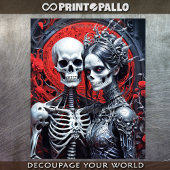 Herr und Frau Bones in der Liebe - Schädel und Ske Seidenpapier