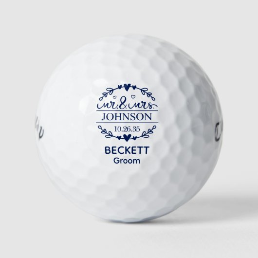Herr und Frau Bräutigam Golfball (Vorderseite)